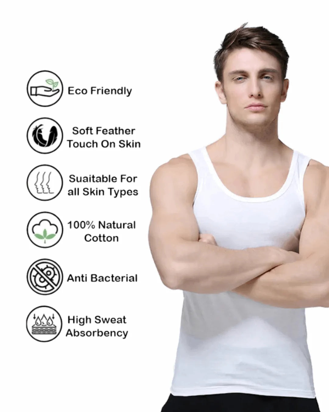 Pack Of 3 Premium Soft Cotton Vest - 100% Quality Guarantee - ibx collection